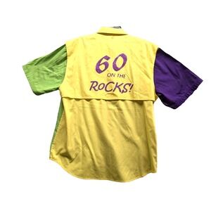 Tiger Hill Shirt Mens L Button‎ Performance Pockets/Vented Color Block Bowling